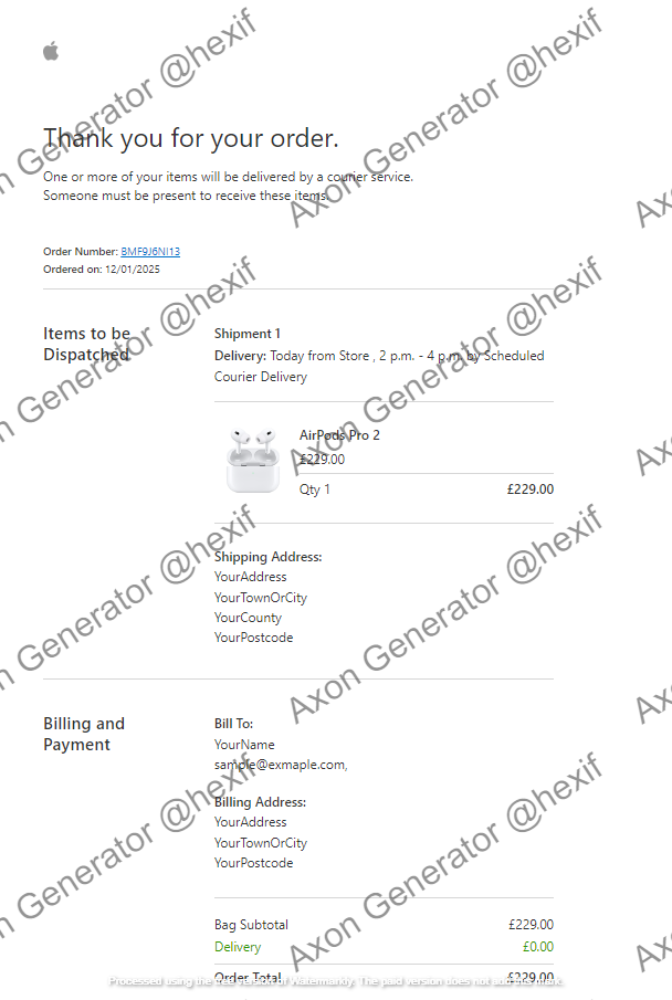 Apple Receipt Example