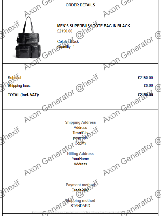 Balenciaga Receipt Example
